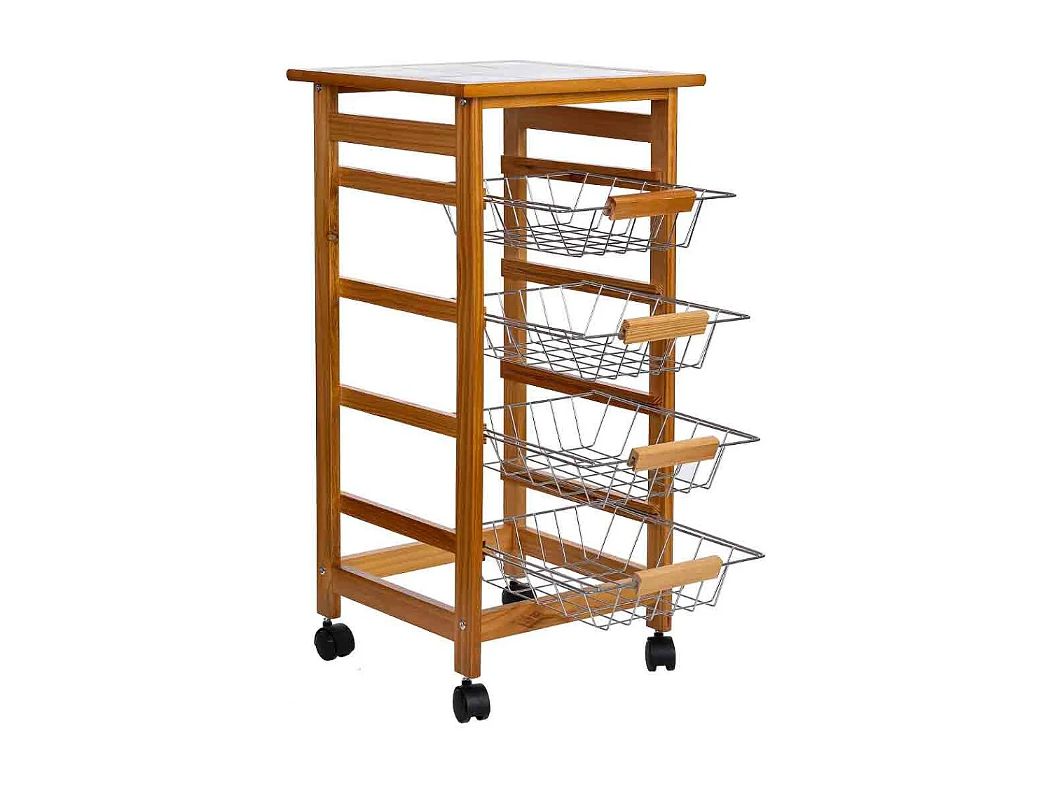 Carrinho de cozinha em madeira 37x37x76h cm
