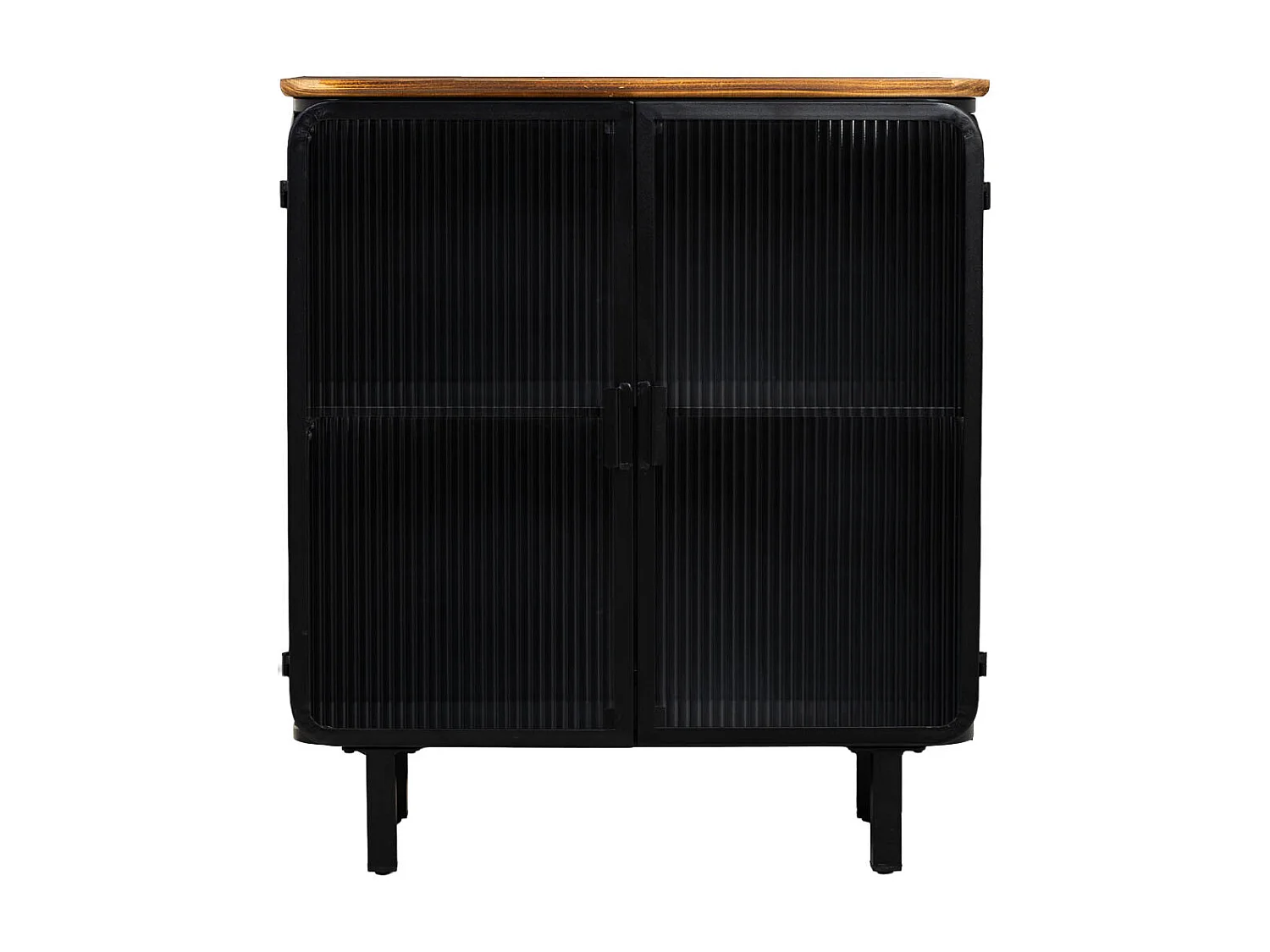 Vitrine aus Metall, Holz und Glas mit 2 Türen 72x37x81h cm - Schwarz