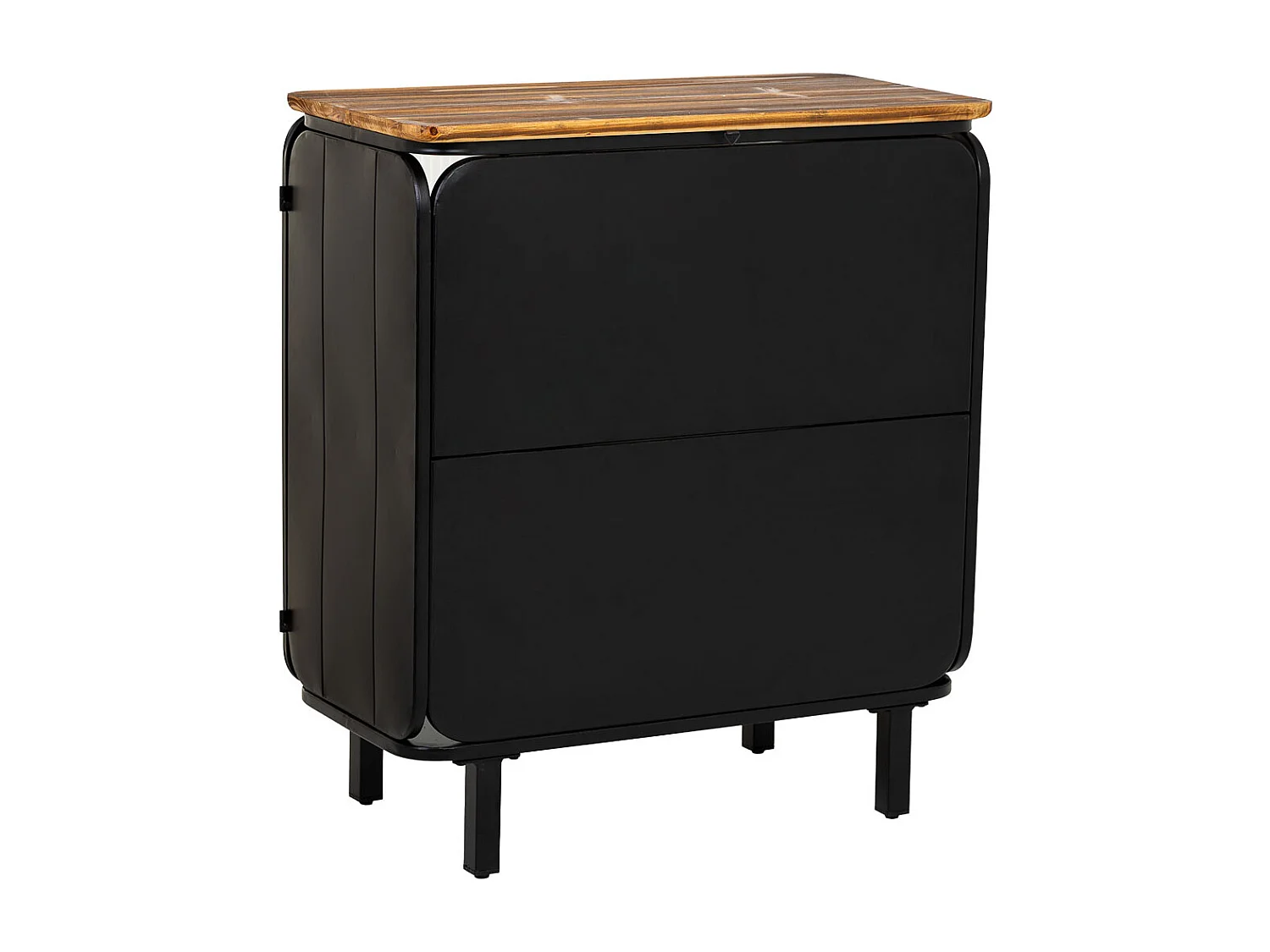 Vitrina de metal, madera y vidrio 2 puertas 72x37x81h cm - Negro
