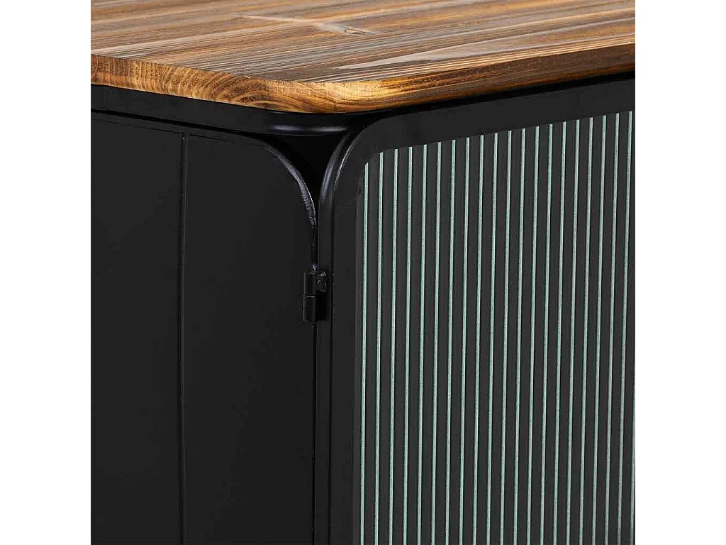 Vitrina de metal, madera y vidrio 2 puertas 72x37x81h cm - Negro