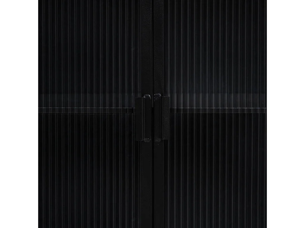 Vitrina de metal, madera y vidrio 2 puertas 72x37x81h cm - Negro