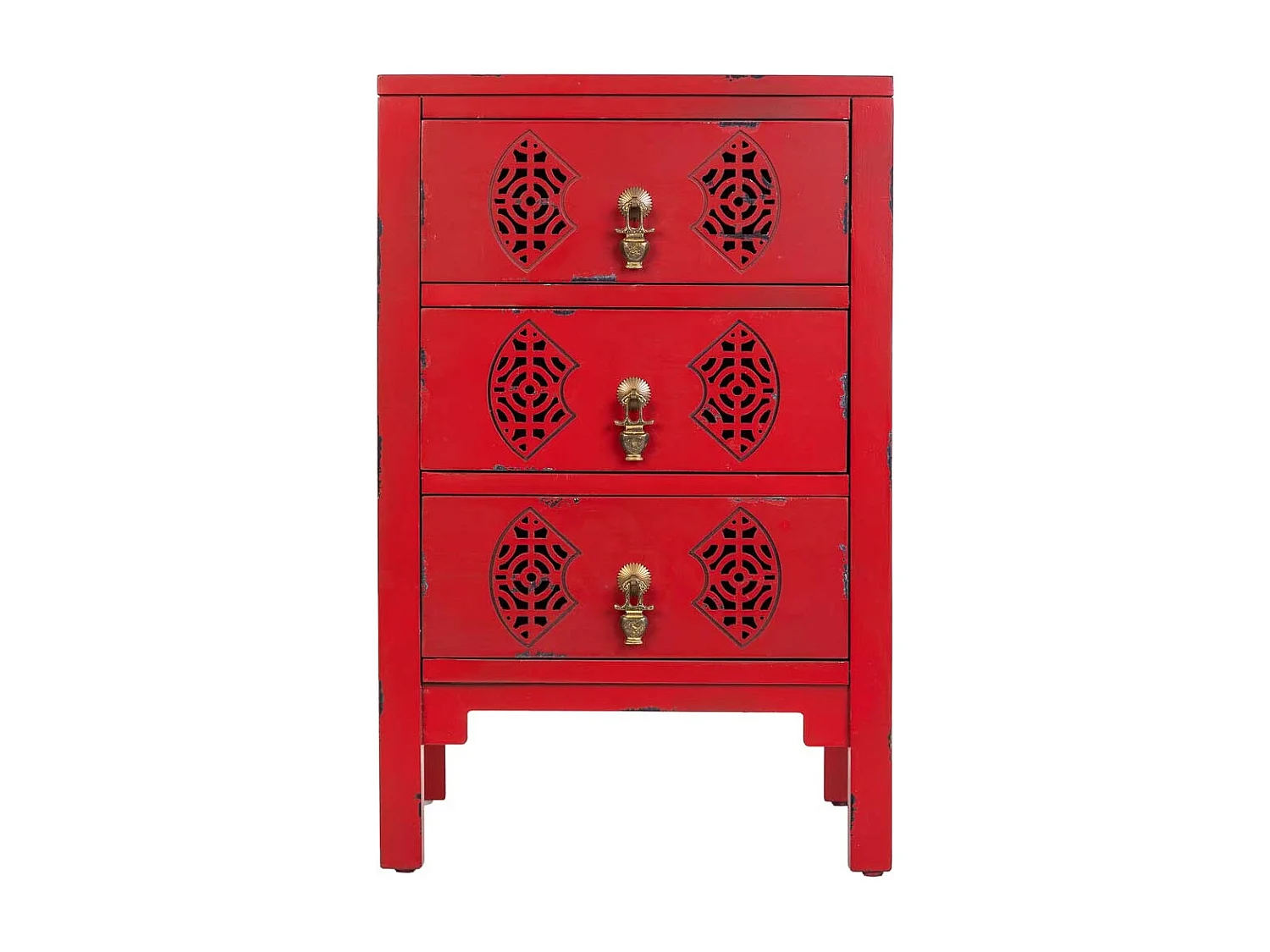 Holztisch mit 3 Schubladen 45x36x70 rot