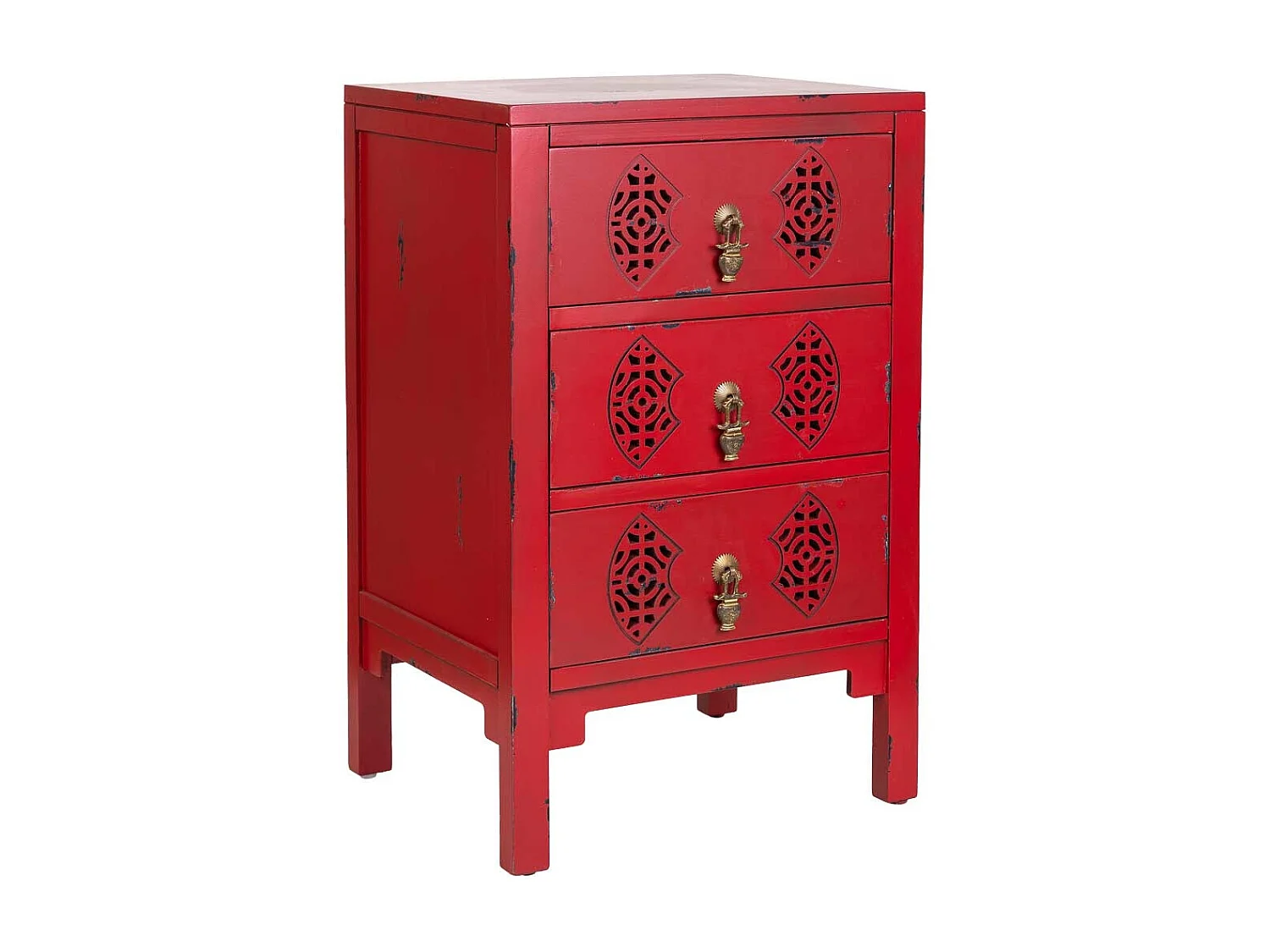 Holztisch mit 3 Schubladen 45x36x70 rot