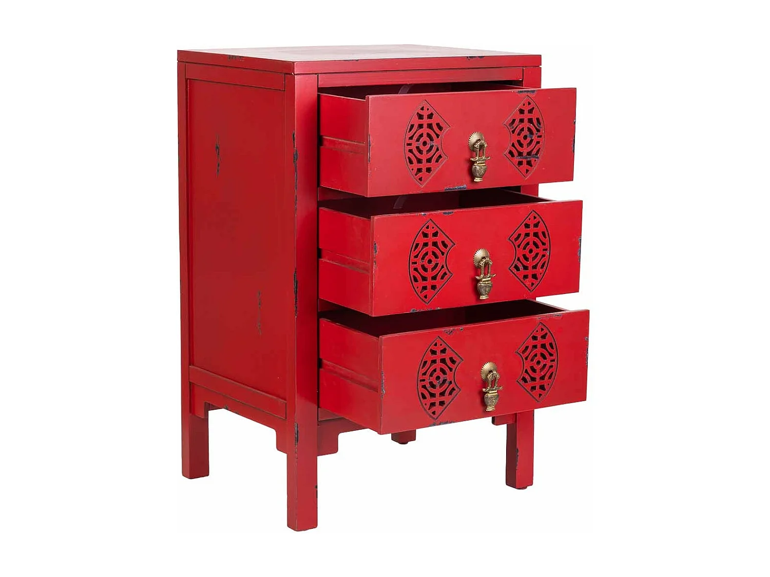 Holztisch mit 3 Schubladen 45x36x70 rot