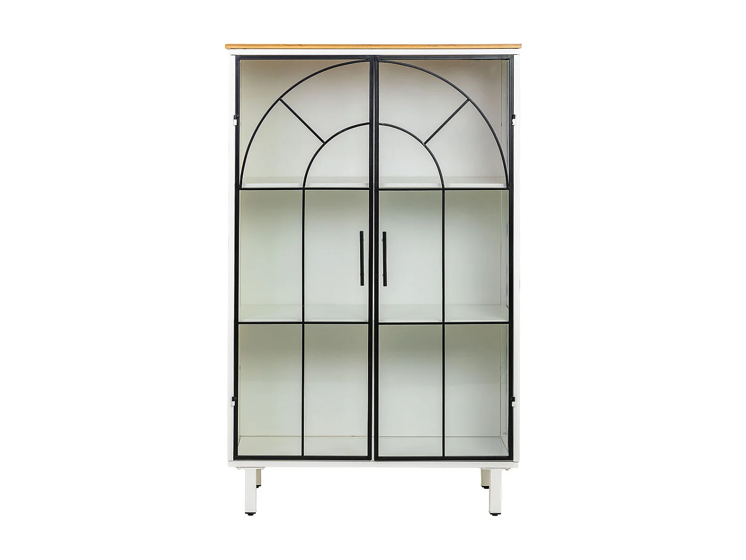 Vetrina in metallo, legno e vetro, 2 ante, bianco, 80x35x130,5h cm