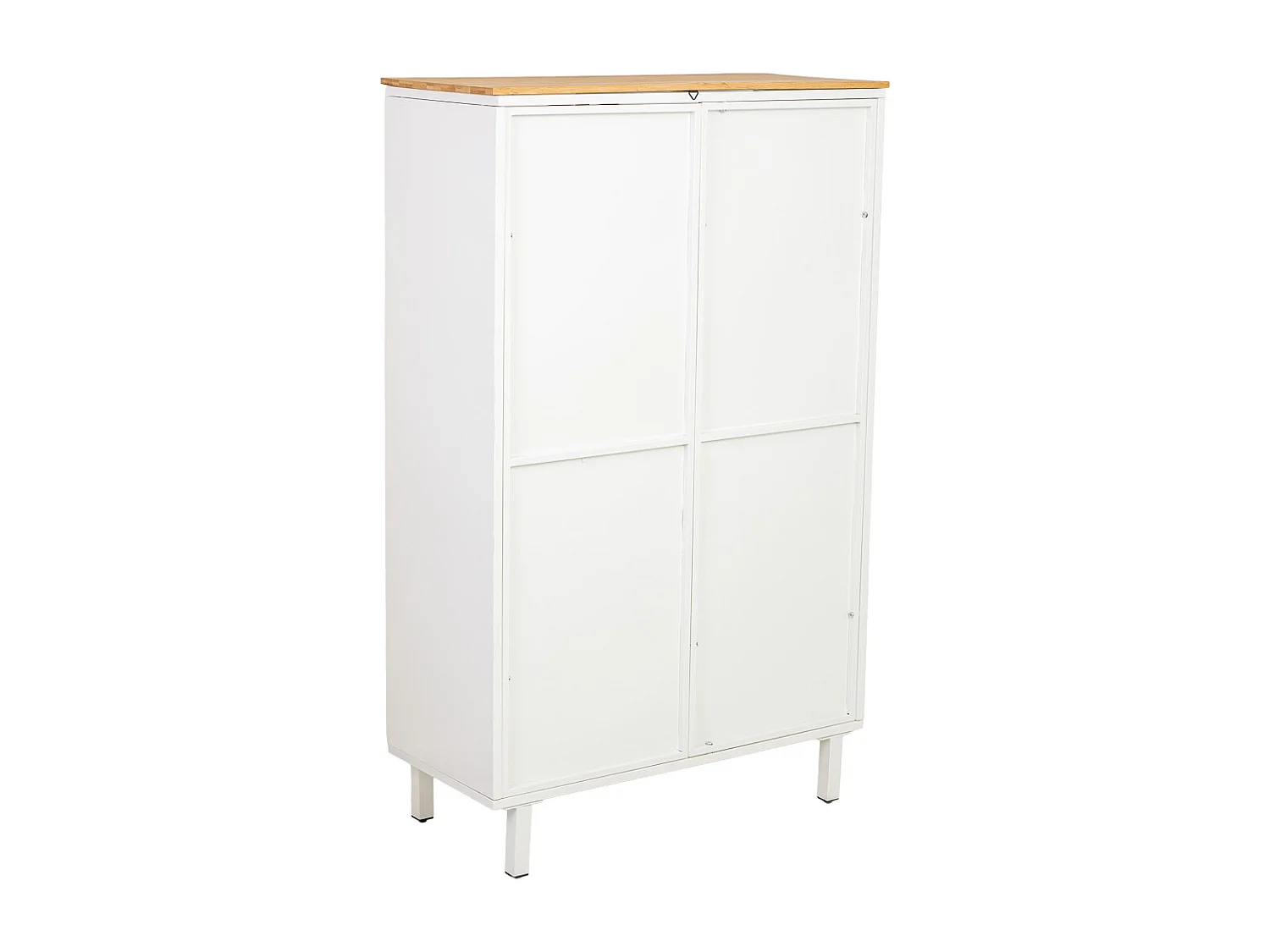 Vetrina in metallo, legno e vetro, 2 ante, bianco, 80x35x130,5h cm
