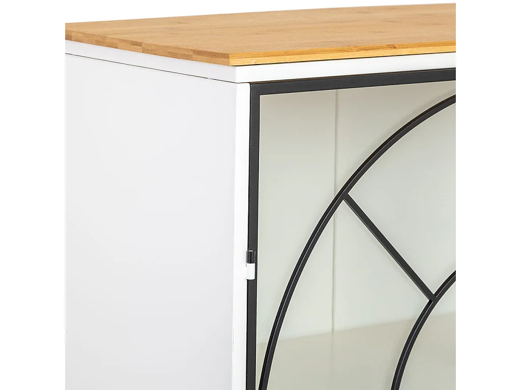 Vetrina in metallo, legno e vetro, 2 ante, bianco, 80x35x130,5h cm