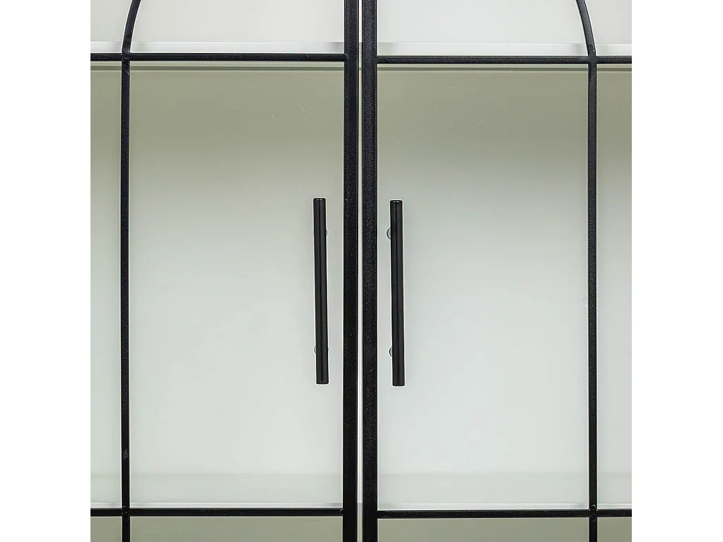 Vetrina in metallo, legno e vetro, 2 ante, bianco, 80x35x130,5h cm