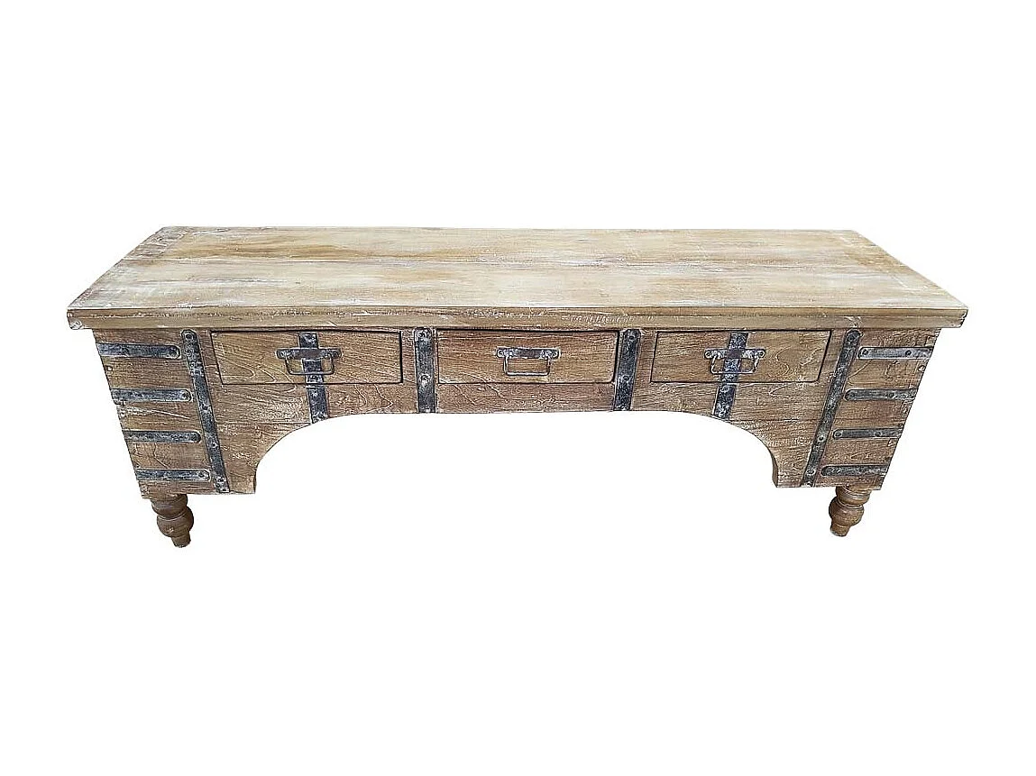 Meuble bas en bois, fabriqué artisanalement, 165-175x45x57 cm