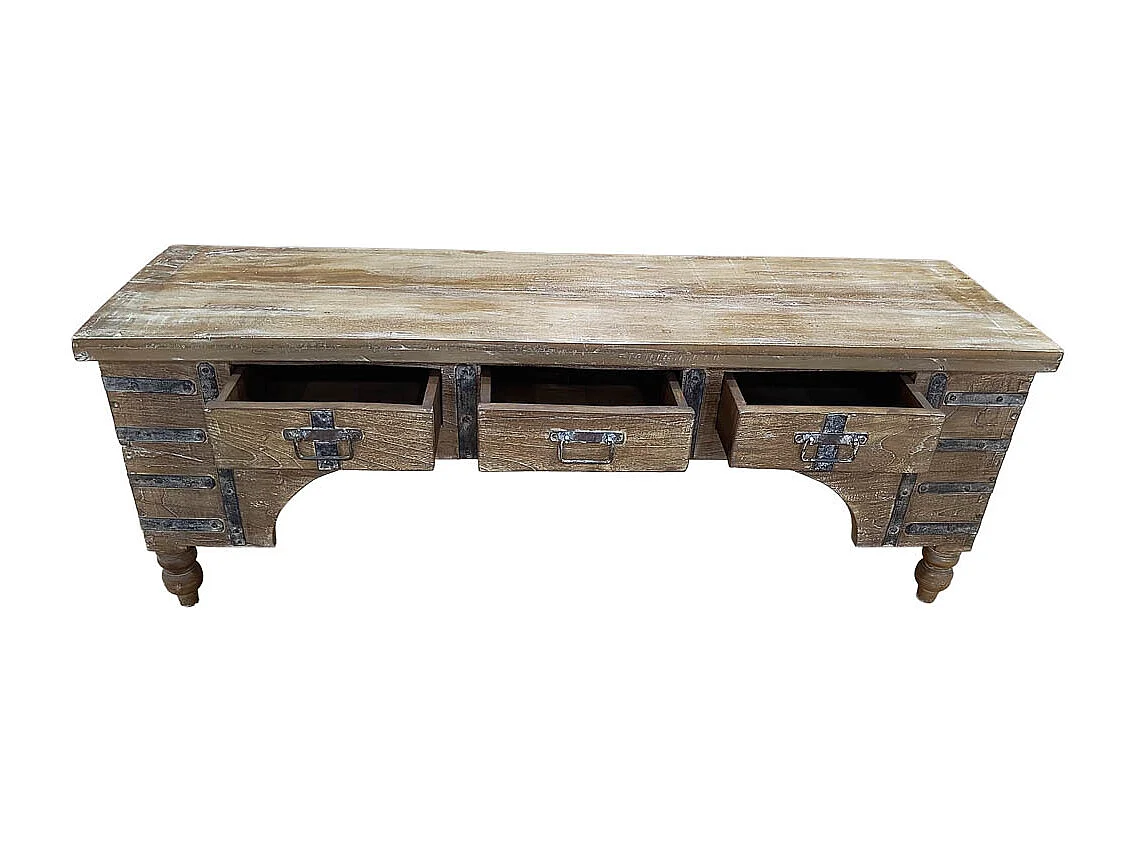 Meuble bas en bois, fabriqué artisanalement, 165-175x45x57 cm