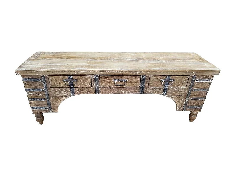 Meuble bas en bois, fabriqué artisanalement, 165-175x45x57 cm