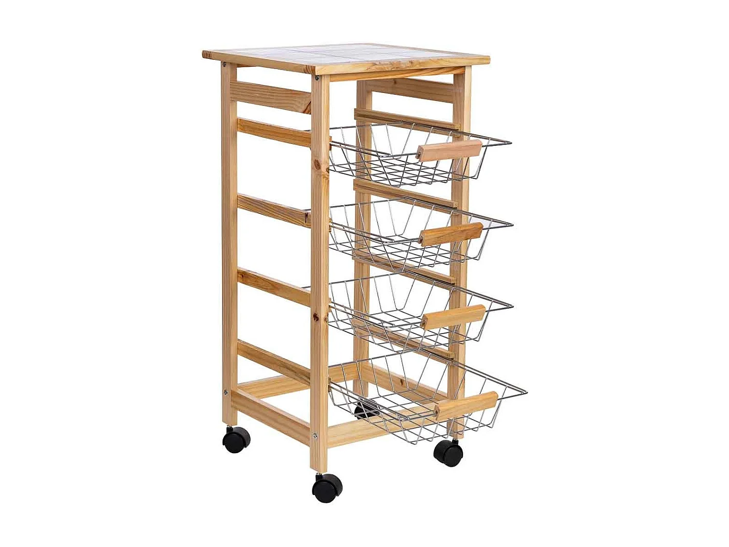 Carro de cocina de madera37x37x76h cm