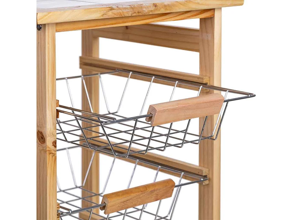 Carro de cocina de madera37x37x76h cm