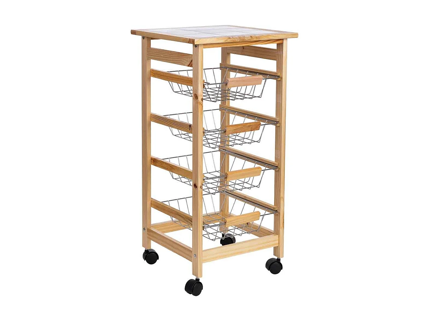 Carrinho de cozinha em madeira 37x37x76h cm