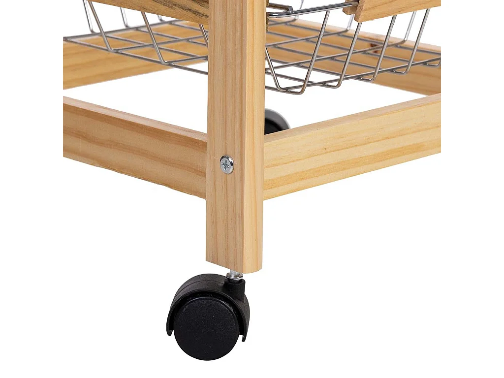 Carrinho de cozinha em madeira 37x37x76h cm