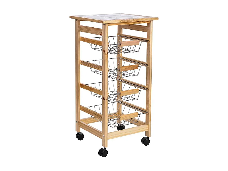 Carro de cocina de madera37x37x76h cm