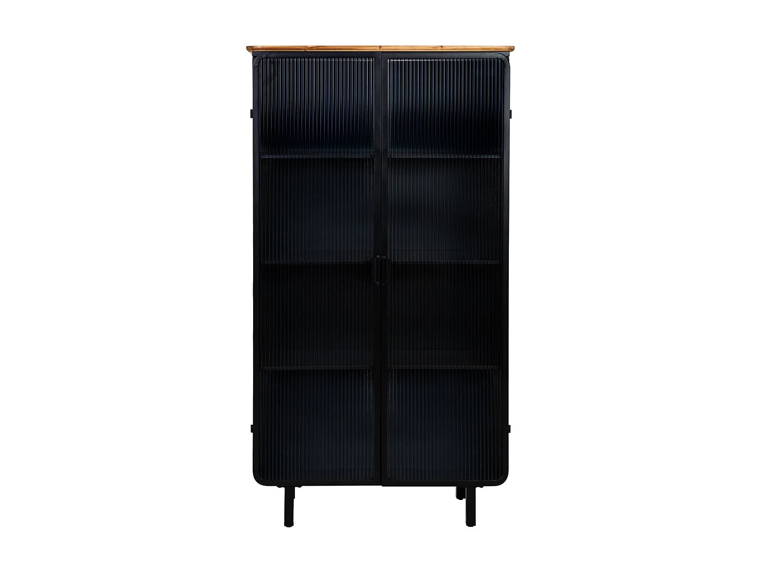 Vitrine aus Metall, Holz und Glas mit 2 Türen 84x35,8x152h cm, Schwarz