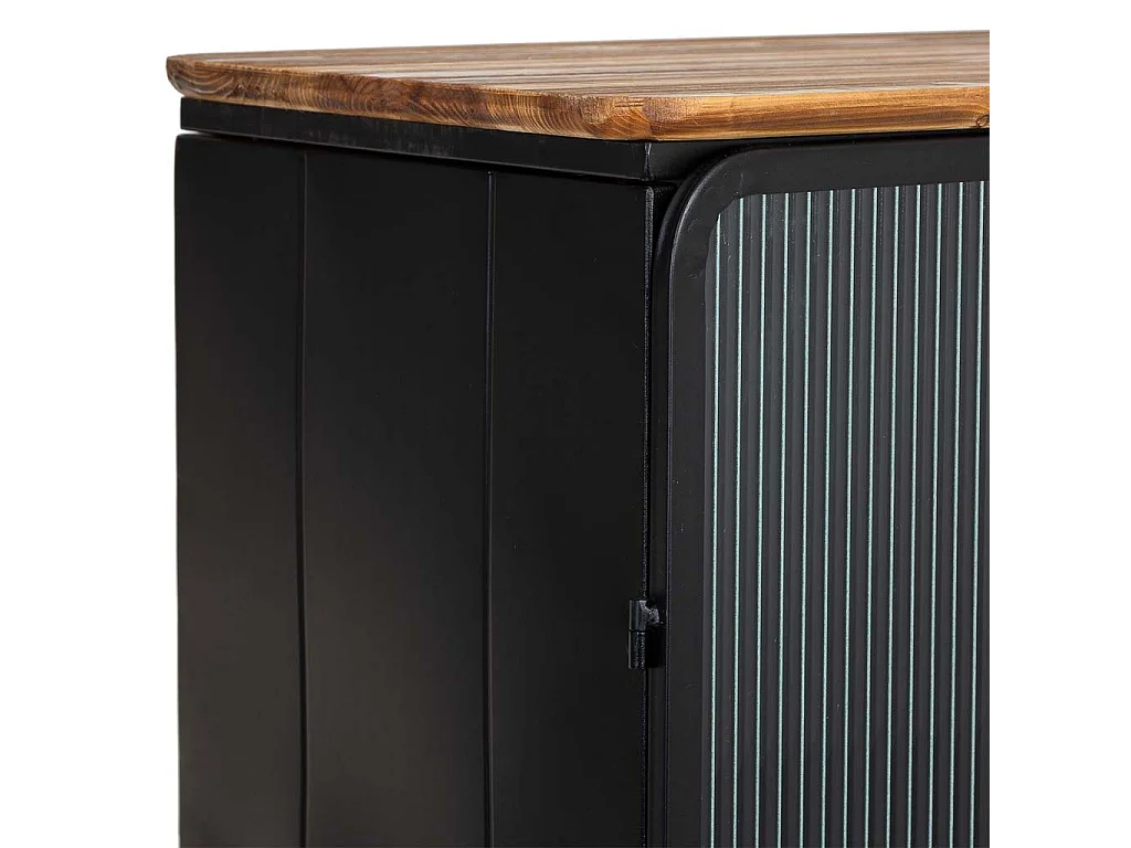 Vitrine en métal, bois et verre, 2 portes, noir, 84 x 35,8 x 152 h cm