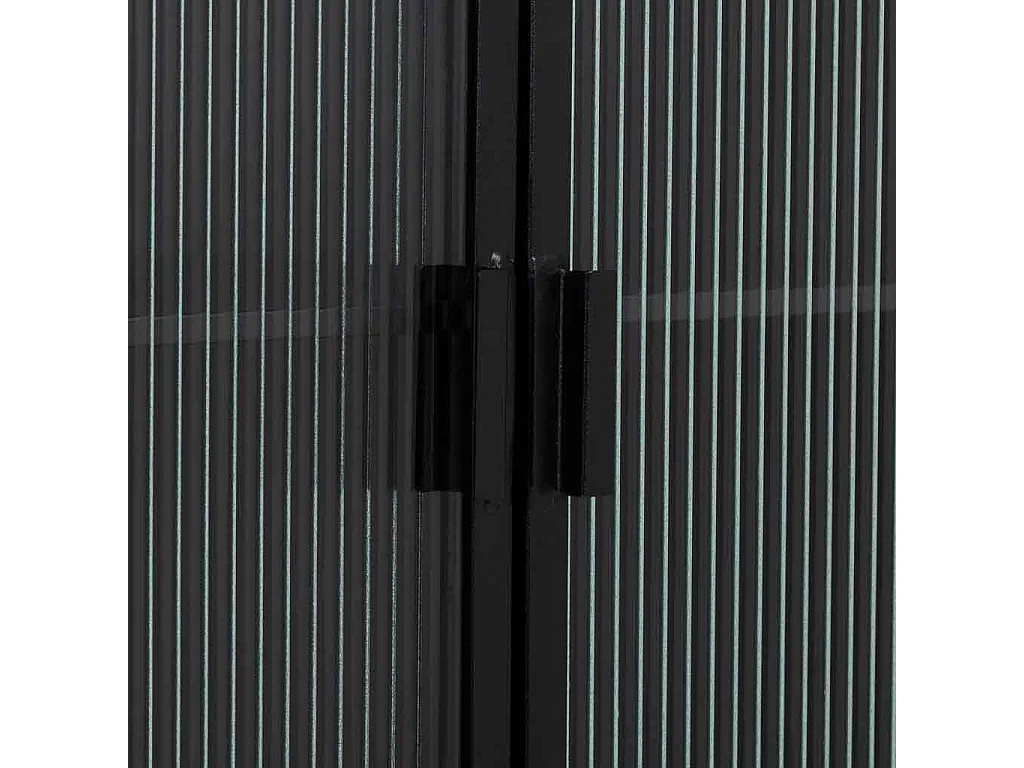 Vitrine en métal, bois et verre, 2 portes, noir, 84 x 35,8 x 152 h cm