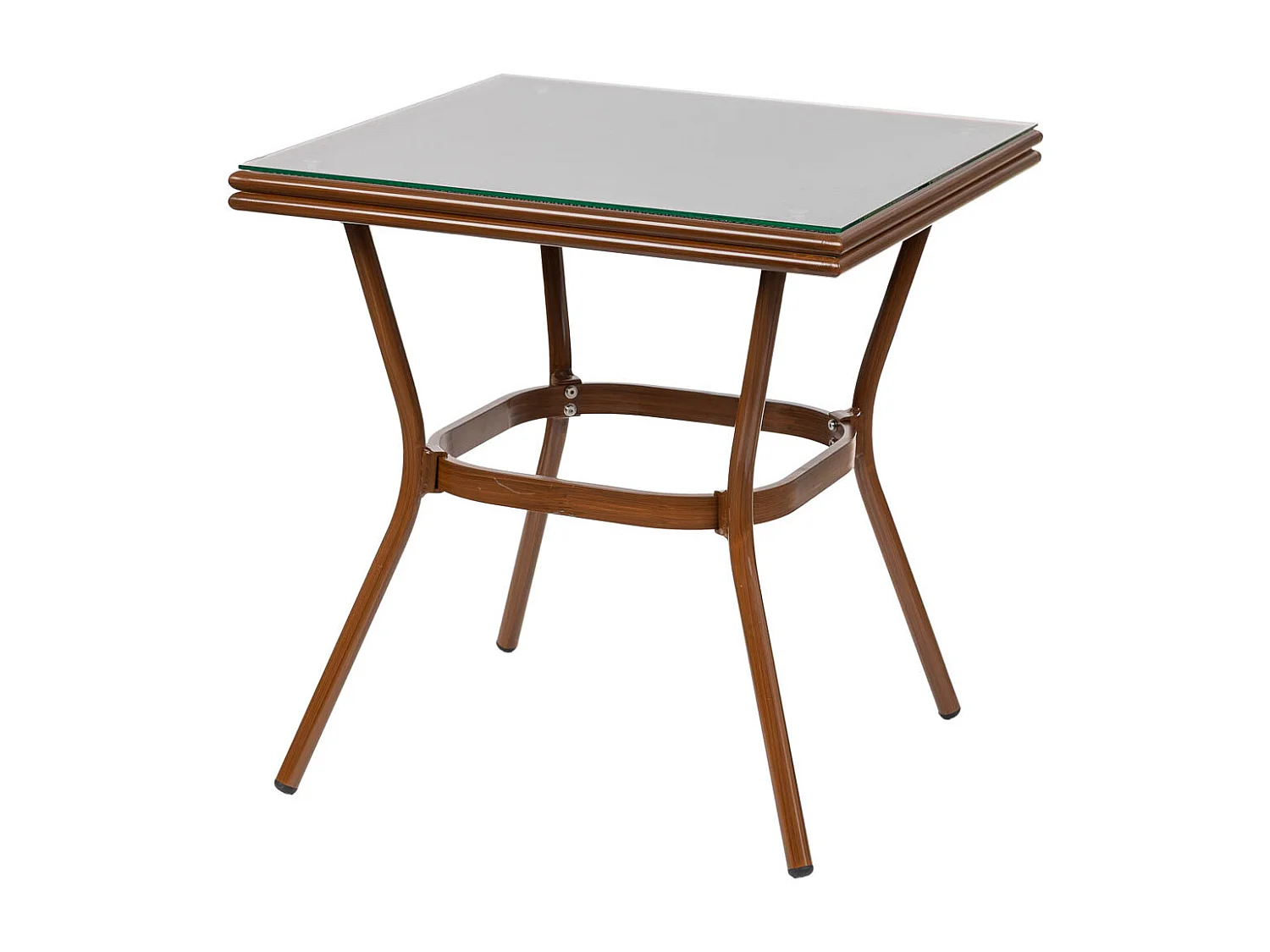 Ensemble table et 2 chaises marron, table:70x70x72.chaises(2):55x58x88