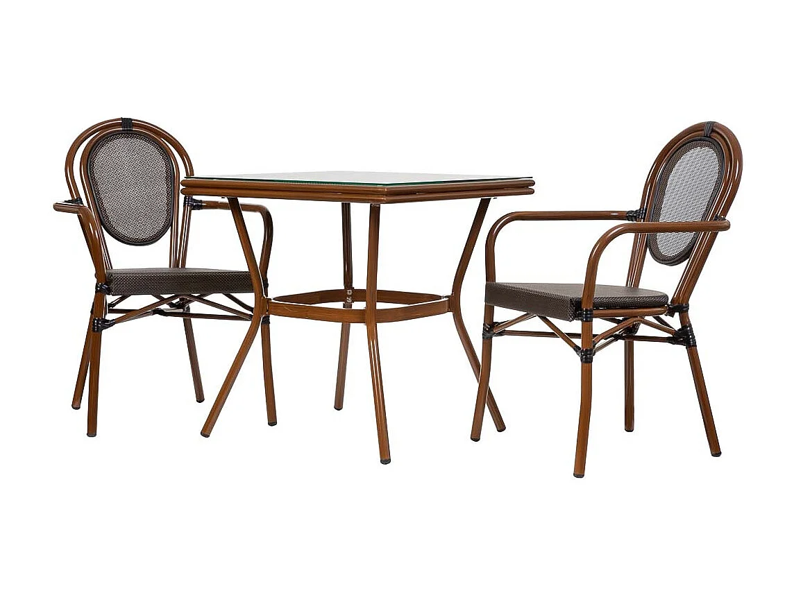 Tisch und 2 Stühle Set, Tisch: 70x70x72.Stühle(2): 55x58x88 Braun