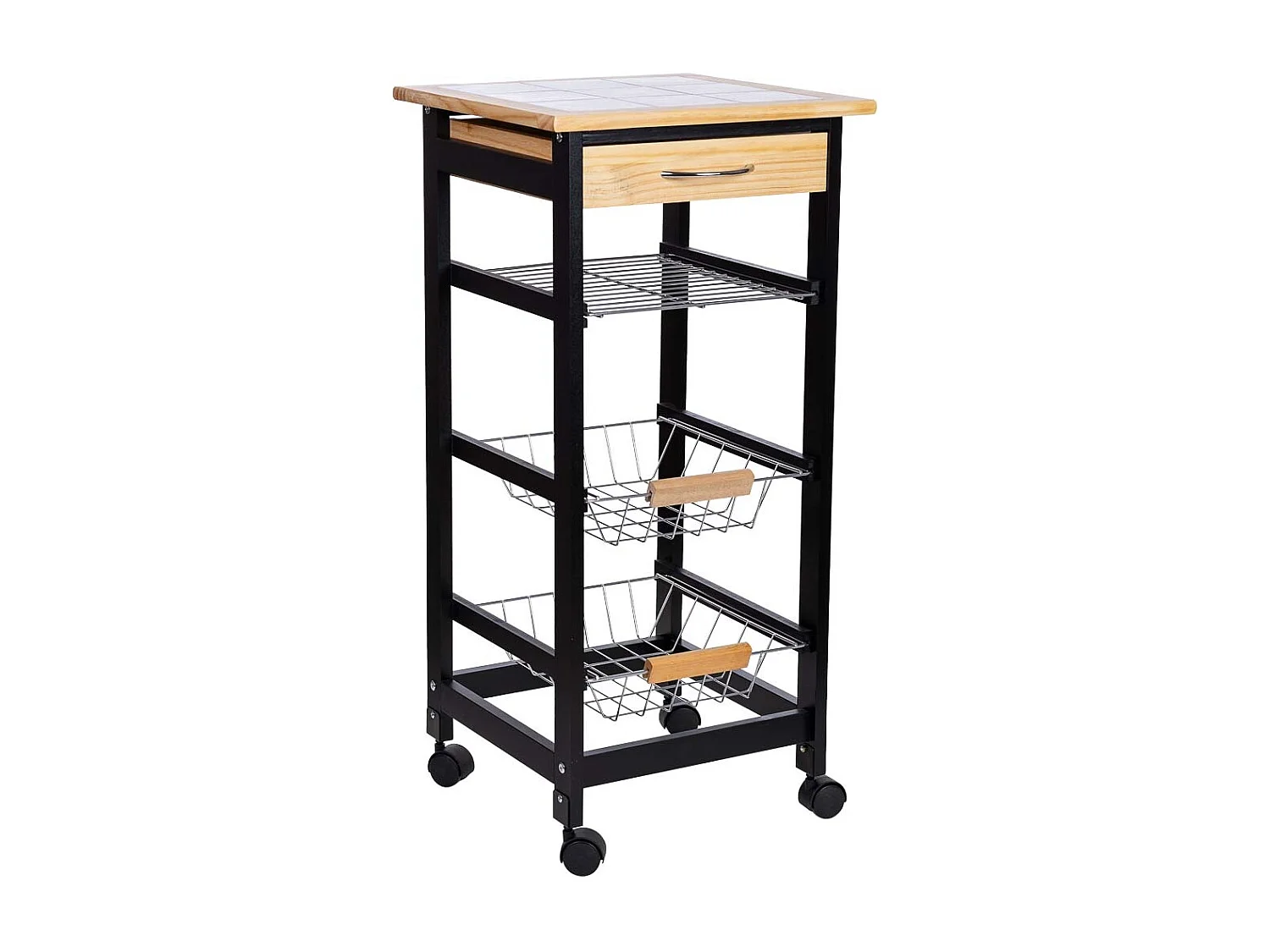 Carro de cocina de madera37x37x79h cm