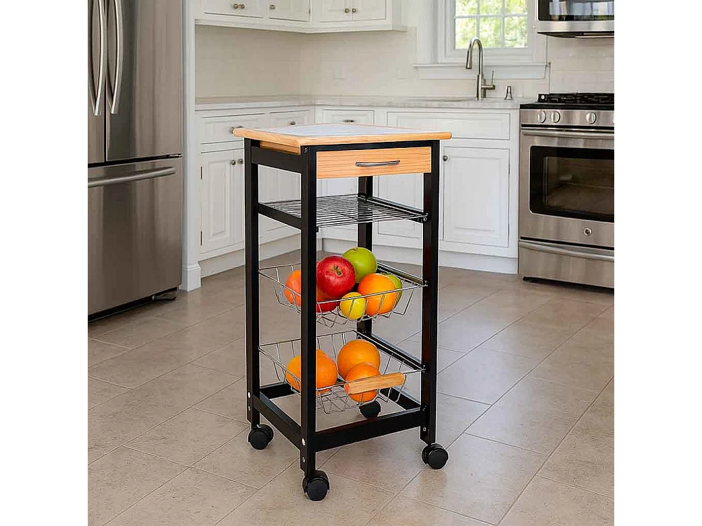 Carro de cocina de madera37x37x79h cm