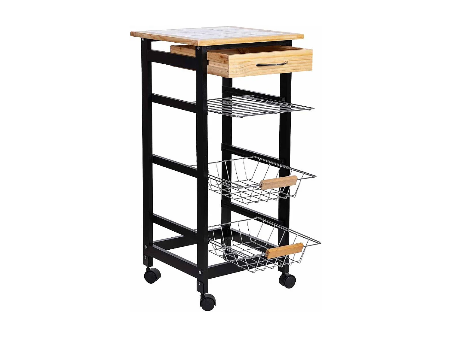 Carro de cocina de madera37x37x79h cm