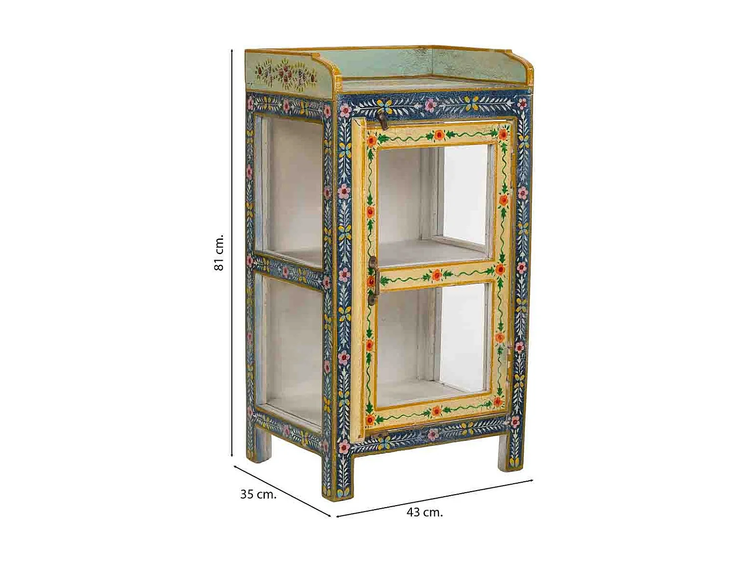 Vitrine Holz Glas mehrfarbig 43x35x81h cm