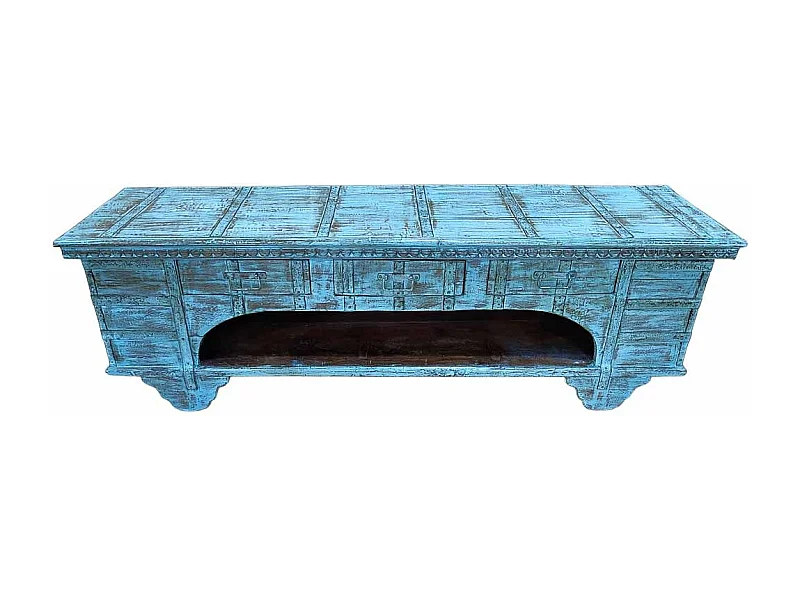 Meuble bas en bois, fabriqué artisanalement, 165-175x45x57 cm