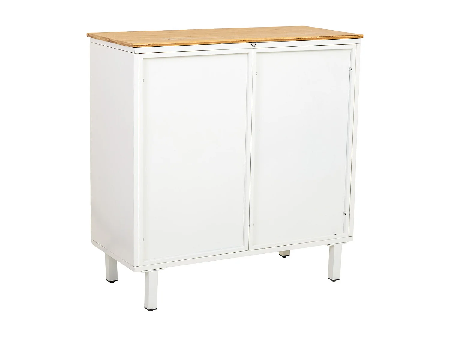 Buffet en verre, métal et bois, 2 portes, blanc81x35,5x80h cm