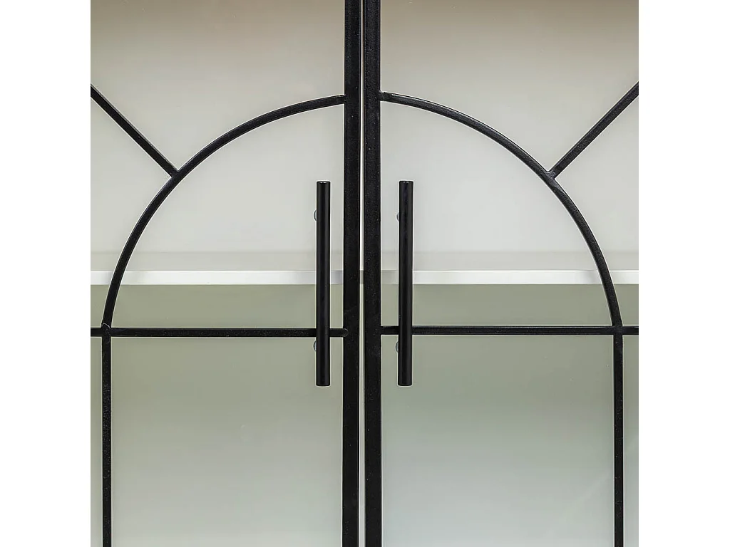 Buffet en verre, métal et bois, 2 portes, blanc81x35,5x80h cm