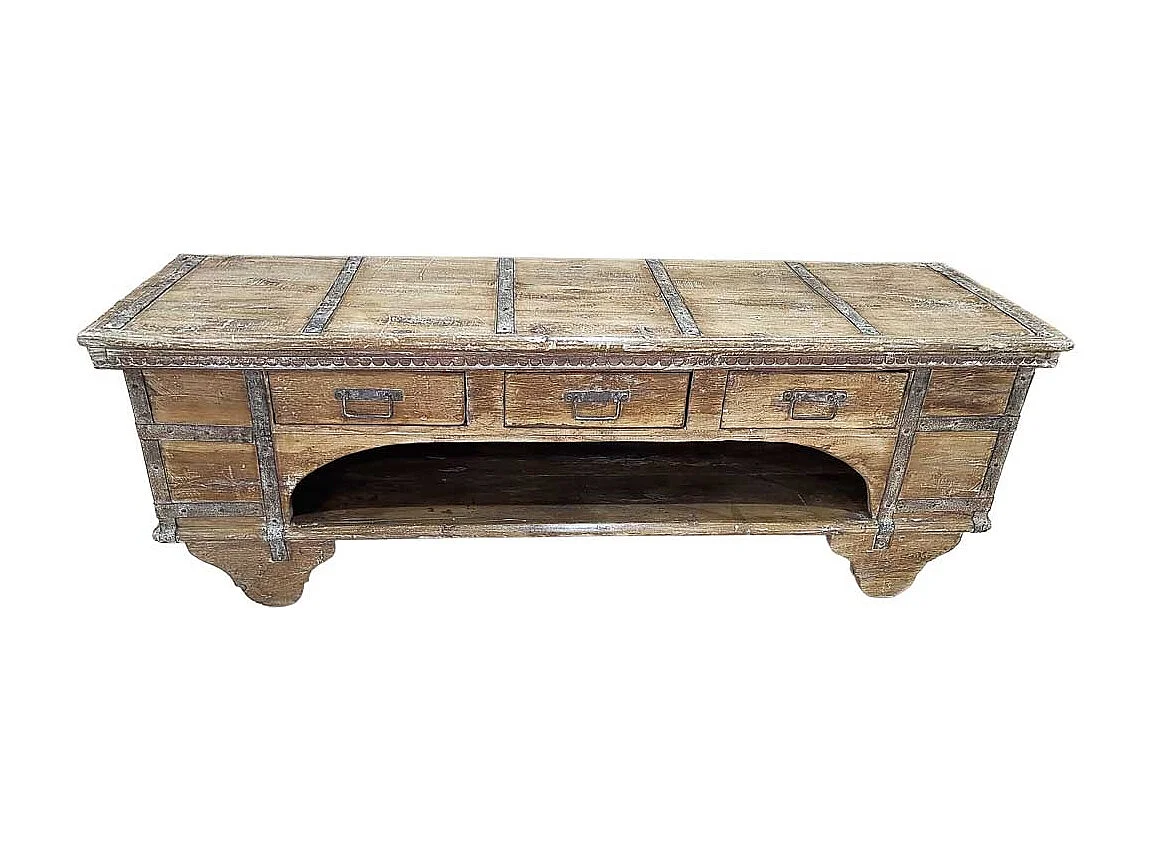 Meuble bas en bois, fabriqué artisanalement, 165-175x45x57 cm
