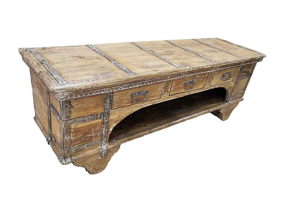 Meuble bas en bois, fabriqué artisanalement, 165-175x45x57 cm