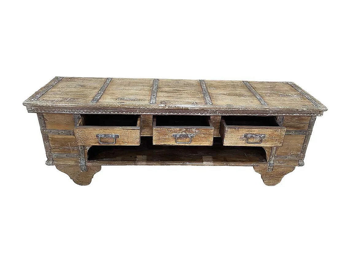 Meuble bas en bois, fabriqué artisanalement, 165-175x45x57 cm