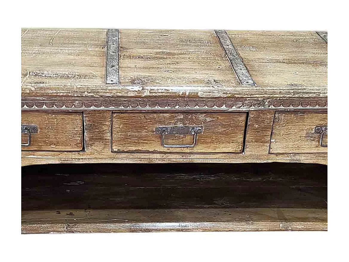 Meuble bas en bois, fabriqué artisanalement, 165-175x45x57 cm