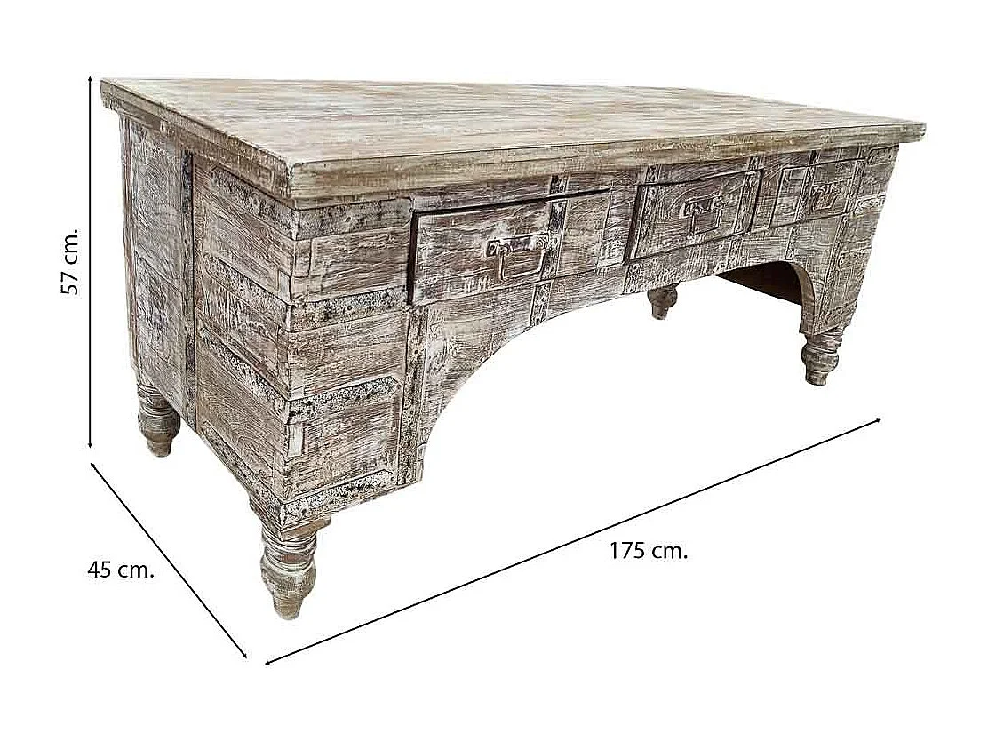 Meuble bas en bois, fabriqué artisanalement, 165-175x45x57 cm