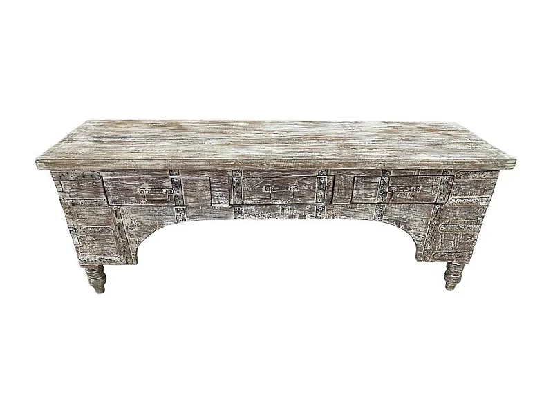 Meuble bas en bois, fabriqué artisanalement, 165-175x45x57 cm