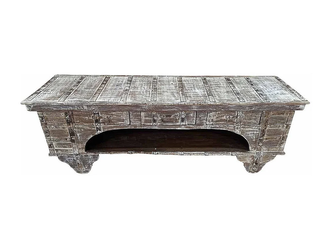 Meuble bas en bois, fabriqué artisanalement, 165-175x45x57 cm