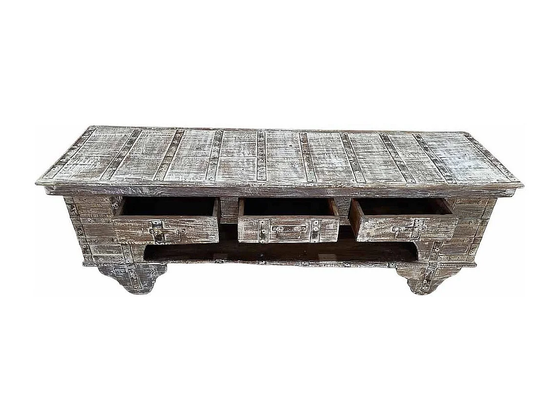 Meuble bas en bois, fabriqué artisanalement, 165-175x45x57 cm