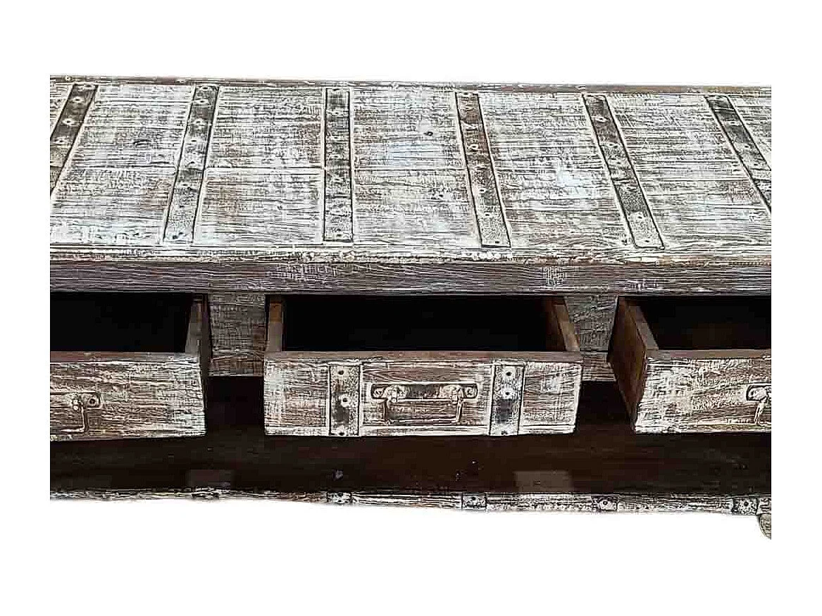 Meuble bas en bois, fabriqué artisanalement, 165-175x45x57 cm