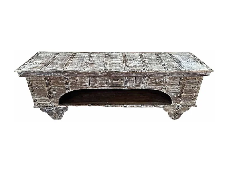 Meuble bas en bois, fabriqué artisanalement, 165-175x45x57 cm