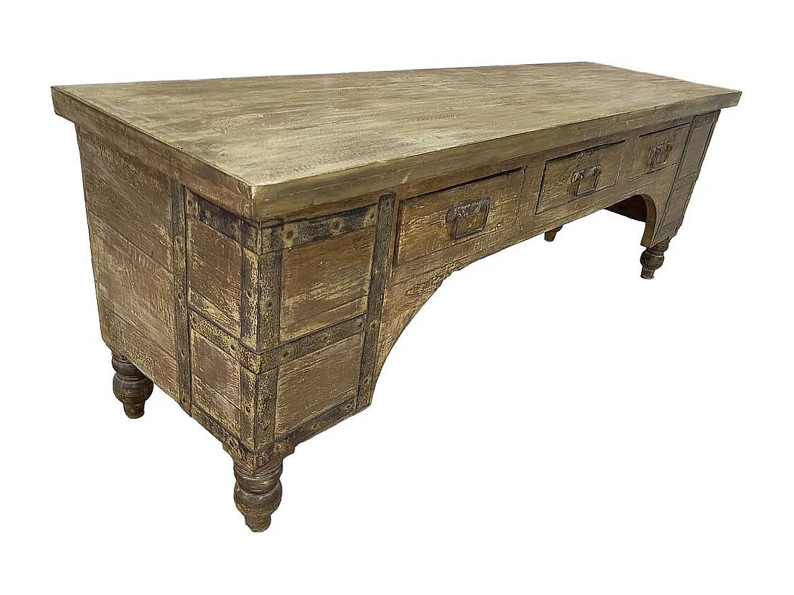 Meuble bas en bois, fabriqué artisanalement, 165-175x45x57 cm