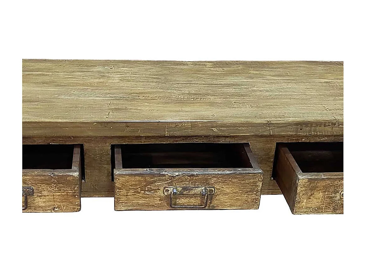 Meuble bas en bois, fabriqué artisanalement, 165-175x45x57 cm