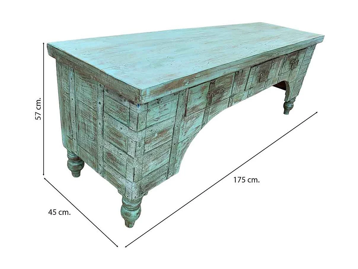 Mueble bajo de madera artesanal 165-175x45x57h cm