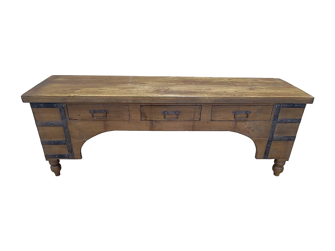 Meuble bas en bois, fabriqué artisanalement, 165-175x45x57 cm