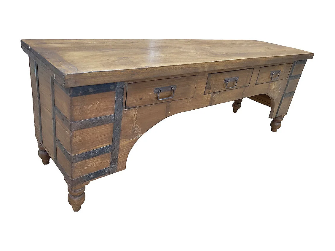 Meuble bas en bois, fabriqué artisanalement, 165-175x45x57 cm