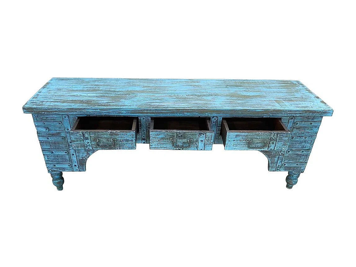 Meuble bas en bois, fabriqué artisanalement, 165-175x45x57 cm