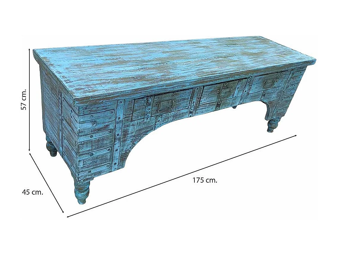 Meuble bas en bois, fabriqué artisanalement, 165-175x45x57 cm