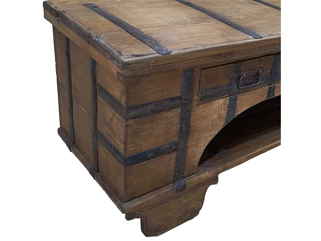 Mobile basso artigianale in legno 165-175x45x57h cm